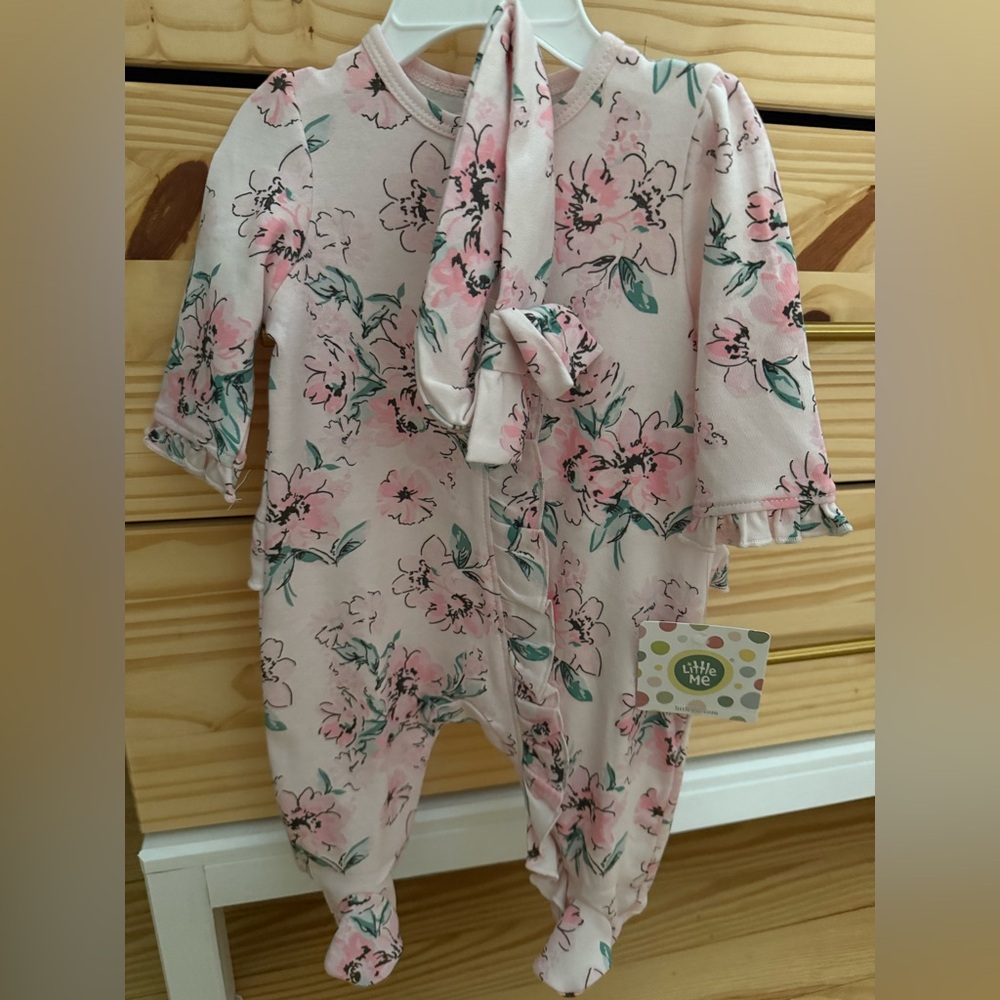 Little Me Pink Floral Baby Onesie
